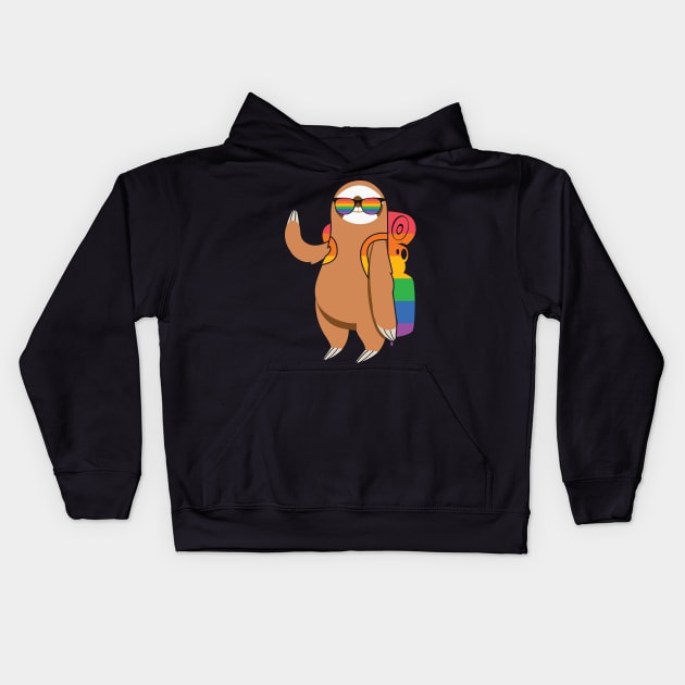Cute Pocket Sloth LGBT Animal Rainbow Kids Hoodie by ssflower